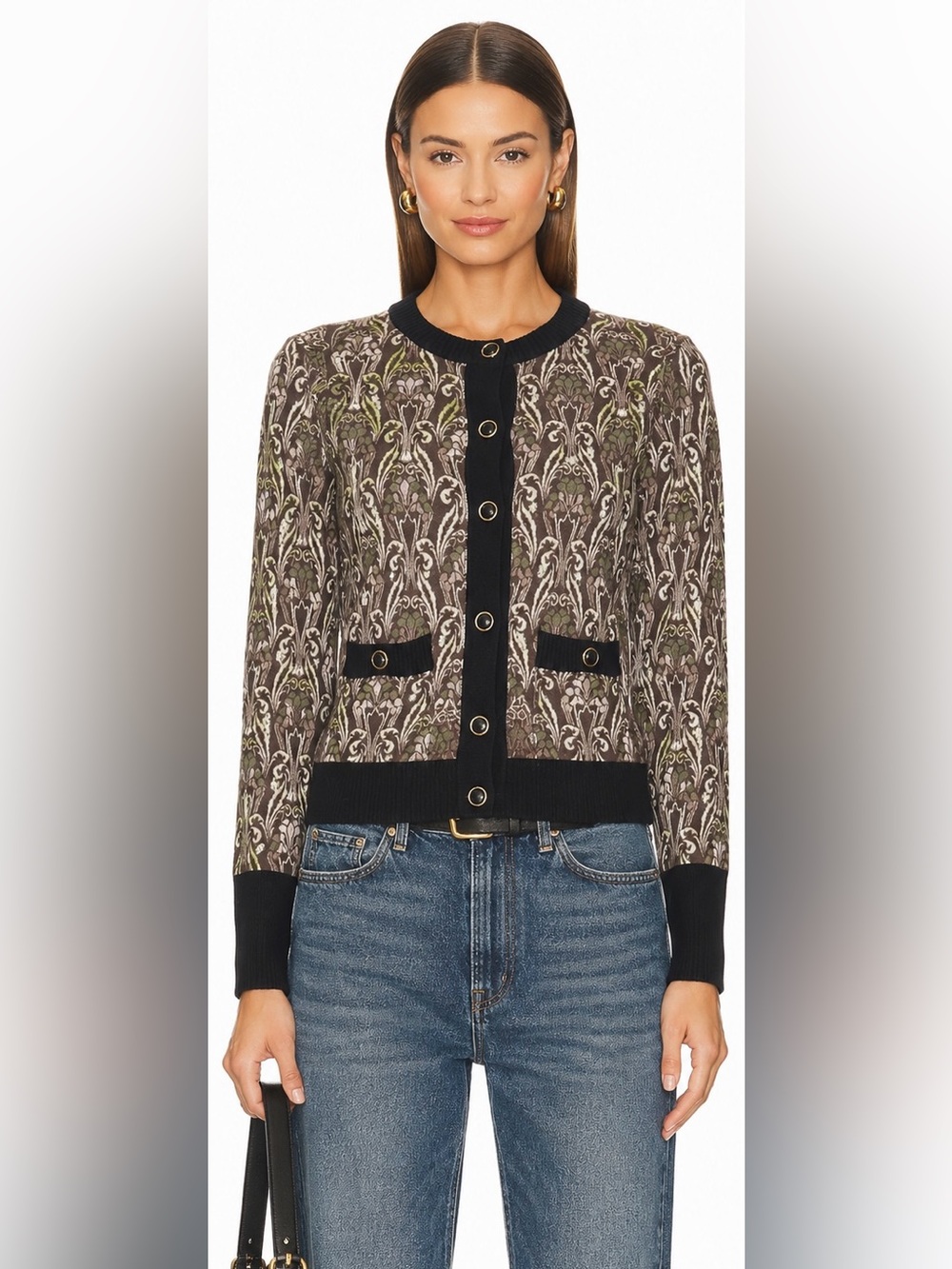 Tory Burch Merino Wool Art Nouveau Cardigan | Size Small